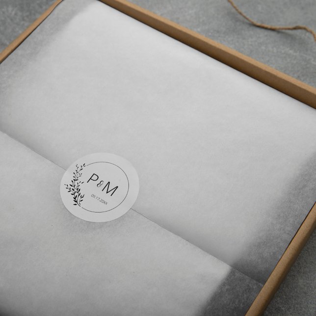 Elegant silhouette of leaves classic round sticker (Creator Uploaded)