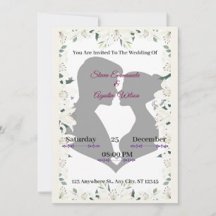 Elegant Silhouette Wedding Invitation with Floral 