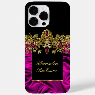 Elegant Silk Rich Pink Gold black Case-Mate iPhone 14 Pro Max Case
