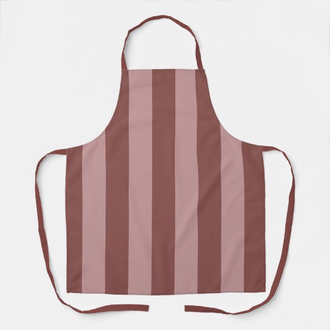 Elegant Silk Rose and Shy Pink Striped Pattern Apron (Front)