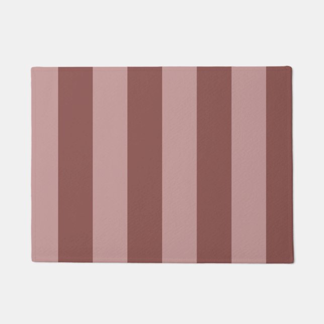 Elegant Silk Rose and Shy Pink Striped Pattern Doormat (Front)
