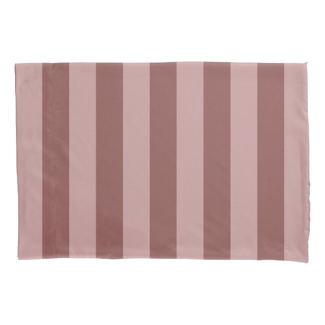 Elegant Silk Rose and Shy Pink Striped Pattern Pillowcase (Front)