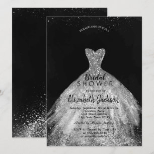 Elegant Sillver Glitter Dress, Bridal Shower  Invitation