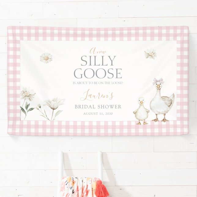 Elegant Silly Goose Whimsical Pink Bow Baby Shower Banner (Creator Uploaded)