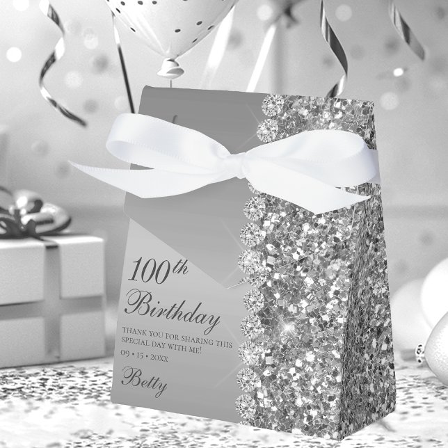 Elegant Silver 100th Birthday Favour Box (Creator Uploaded)