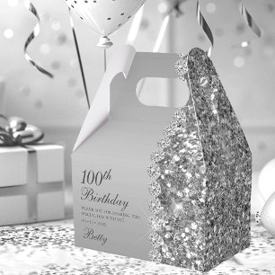 Elegant Silver 100th Birthday Favour Box