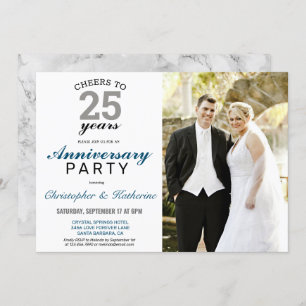 Elegant Silver 25th Wedding Anniversary Invitation