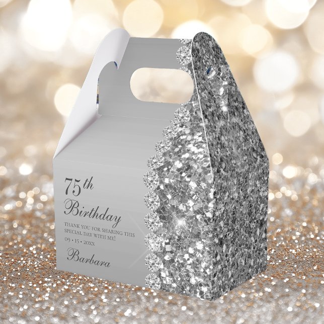 Elegant Silver 75th Birthday Favour Box (Creator Uploaded)