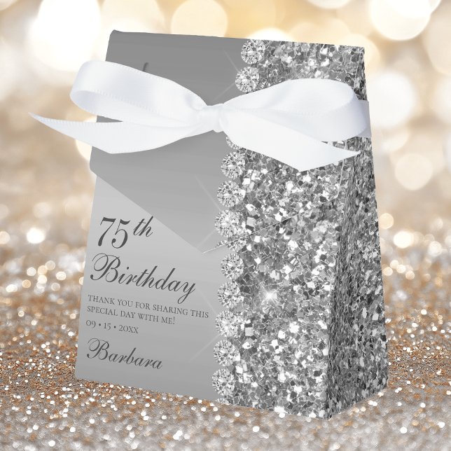Elegant Silver 75th Birthday Favour Box (Creator Uploaded)