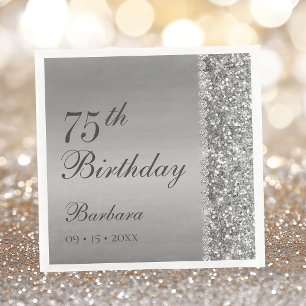 Elegant Silver 75th Birthday Napkin