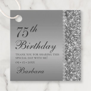 Elegant Silver 75th Birthday Thank You Favour Tags