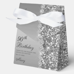 Elegant Silver 90th Birthday Favour Box