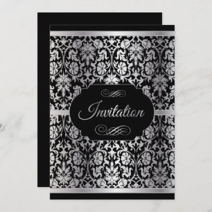 Elegant Silver and Black Party Celebration Invitation