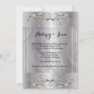 Elegant silver and black wedding invitation