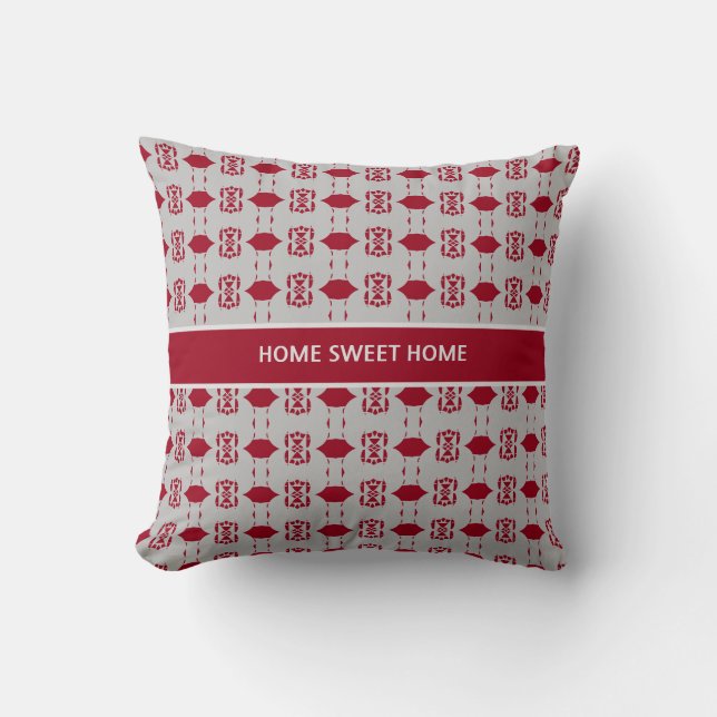 Elegant Silver and Burgundy Pattern Cushion (Front)