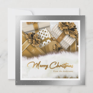 Elegant Silver and Gold Gifts Snow Christmas Cards