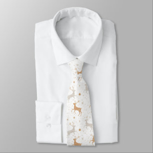 Elegant Silver and Gold Reindeer Christmas Tie