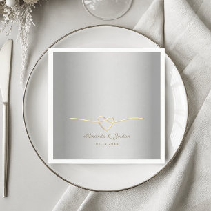 Elegant Silver and Gold Wedding Napkin