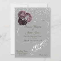 Elegant Silver and Mauve Wedding Invitation