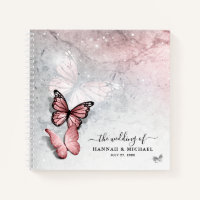 Elegant Silver and Pink Butterfly Guest