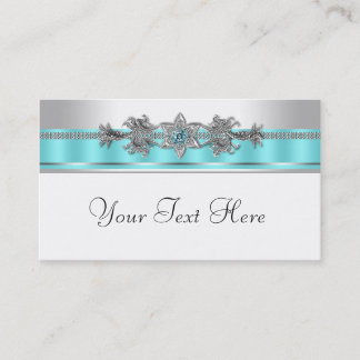 Elegant Silver and Teal Blue Business Cards