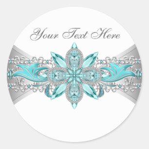 Elegant Silver and Teal Blue Stickers