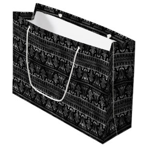 Elegant Silver Art Deco Floral Band Pattern Large Gift Bag