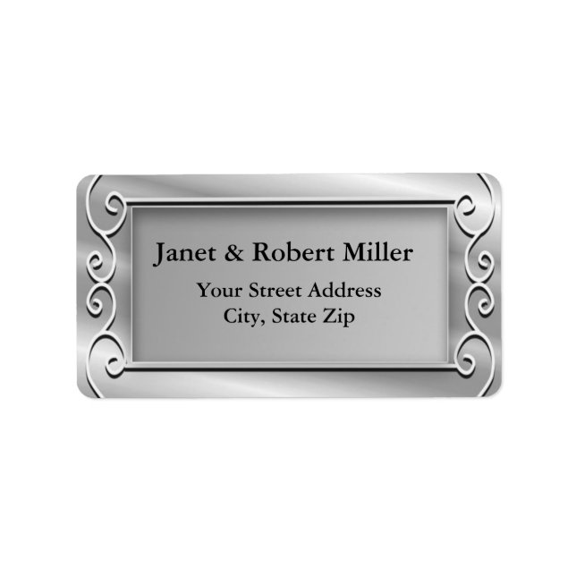Elegant Silver Background Address Labels (Front)