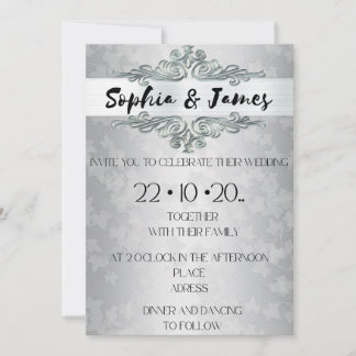 Elegant Silver Baroque Wedding Invitation - Custom