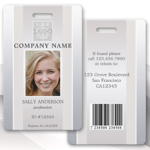 Elegant Silver Beige Employee Photo ID Badge