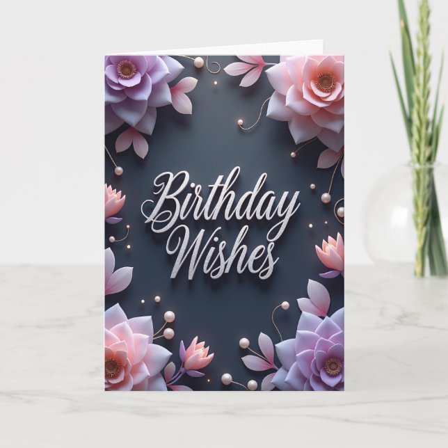 Elegant Silver Birthday Card (Front)