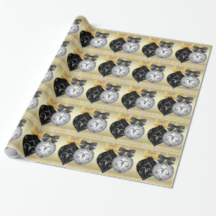 Elegant Silver Black and Gold Christmas Wrapping Paper