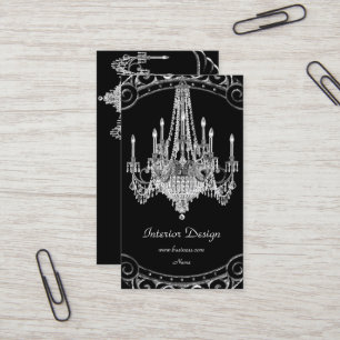 Elegant Silver Black Chandelier Interior Design Business Card