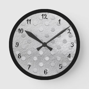 Elegant Silver Black Metallic Decorative Round Clock