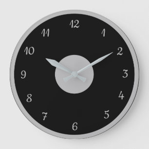 Elegant Silver Black Modern Decorative Large Clock