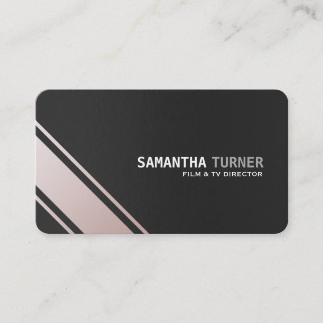 Elegant Silver Black Textured Professional Custom Business Card (Front)