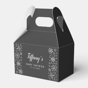 Elegant Silver Black Winter Wonderland Baby Shower Favour Box