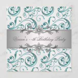 Elegant Silver Blue All Occasion Party Invitation
