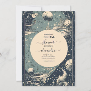 Elegant Silver Blue Tarot Bridal Shower Invitation