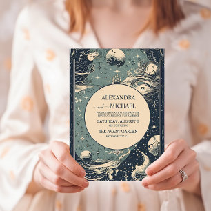 Elegant Silver Blue Tarot Wedding Invitation