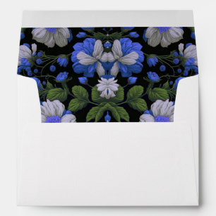 Elegant silver blue white elegant retro florals envelope