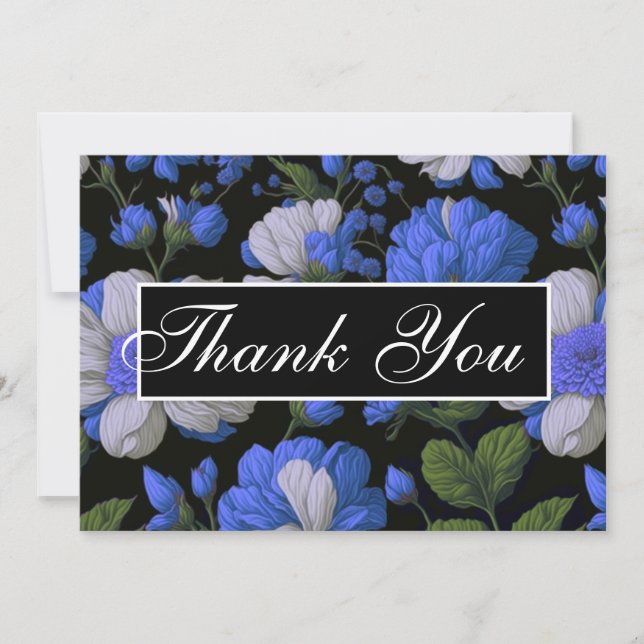 Elegant silver blue white elegant retro florals invitation (Front)