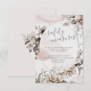 elegant silver blush floral safety measures enclosure card