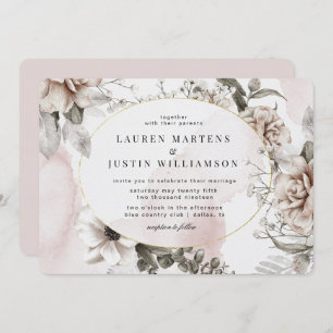 elegant silver blush floral Wedding Invitation