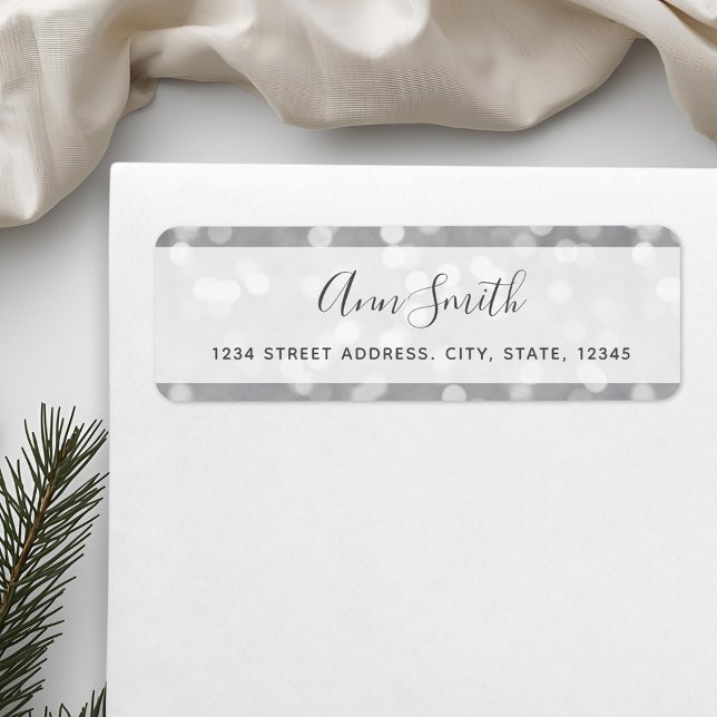 Elegant Silver Bokeh Personalised Return Address Label (Creator Uploaded)