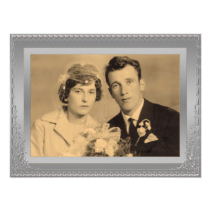 Elegant silver border frame custom photo  print