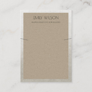 ELEGANT SILVER BORDER RUST KRAFT NECKLACE DISPLAY BUSINESS CARD