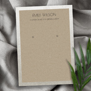 ELEGANT SILVER BORDER RUSTIC KRAFT EARRING DISPLAY BUSINESS CARD