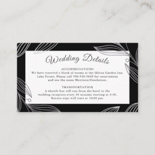 Elegant Silver Botanical Wedding Details Website Enclosure Card