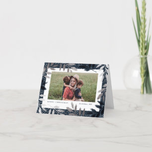 Elegant Silver Branches 3 Photo Christmas Holiday Card